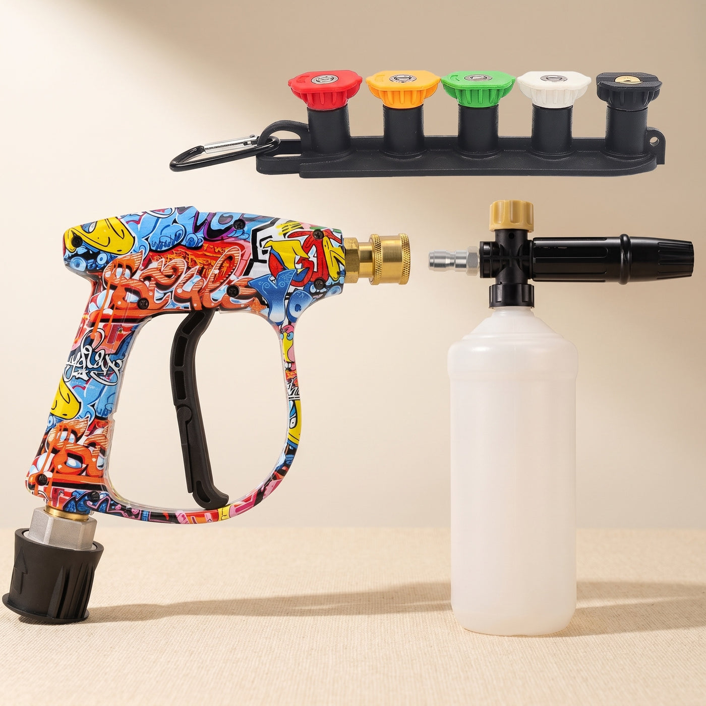 DRIVORA Pro Foam Cannon Kit — full kit on cream beige editorial