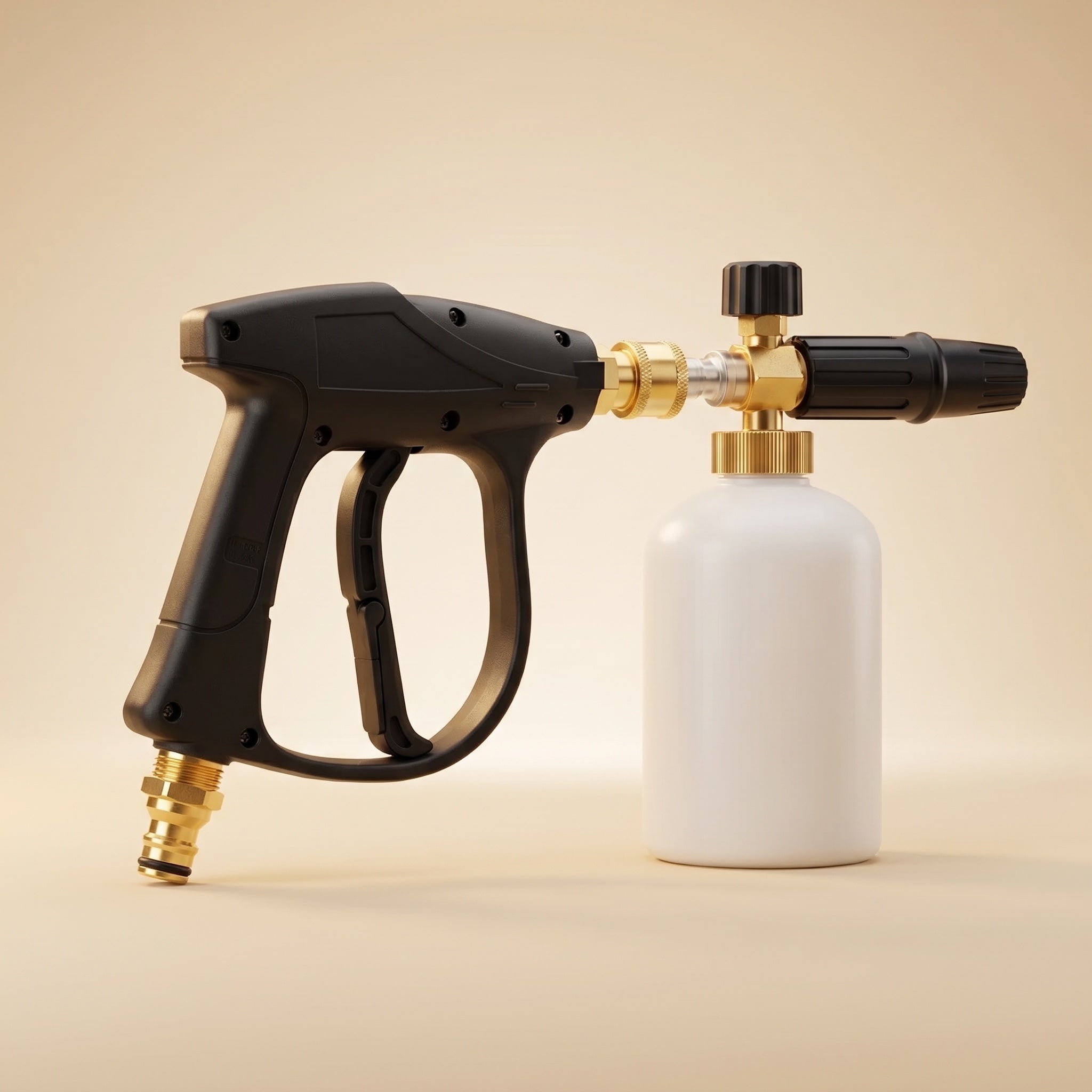 DRIVORA Pro Kit Black — gun with foam cannon assembled 3/4 angle
